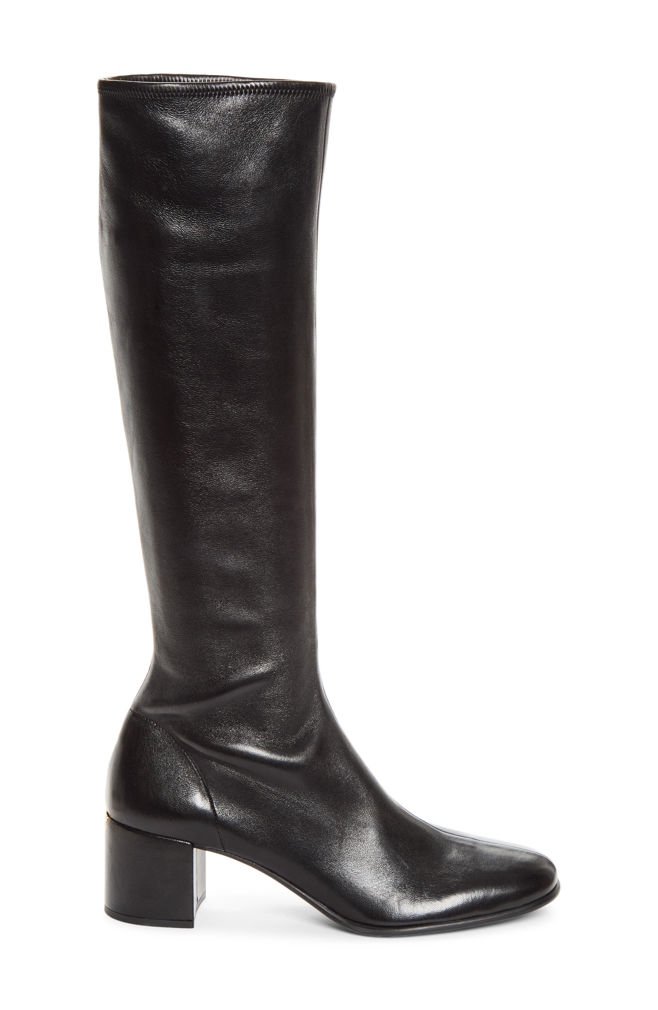 Stretch Leather Knee High Boot, Alternate, color, NERO