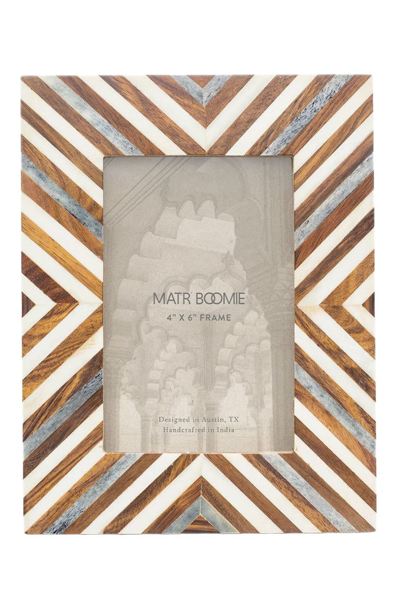 Matr Boomie Banka Mundi Brown & White Picture Frame - Carved Bone, Wood, Alternate, color, Brown/White