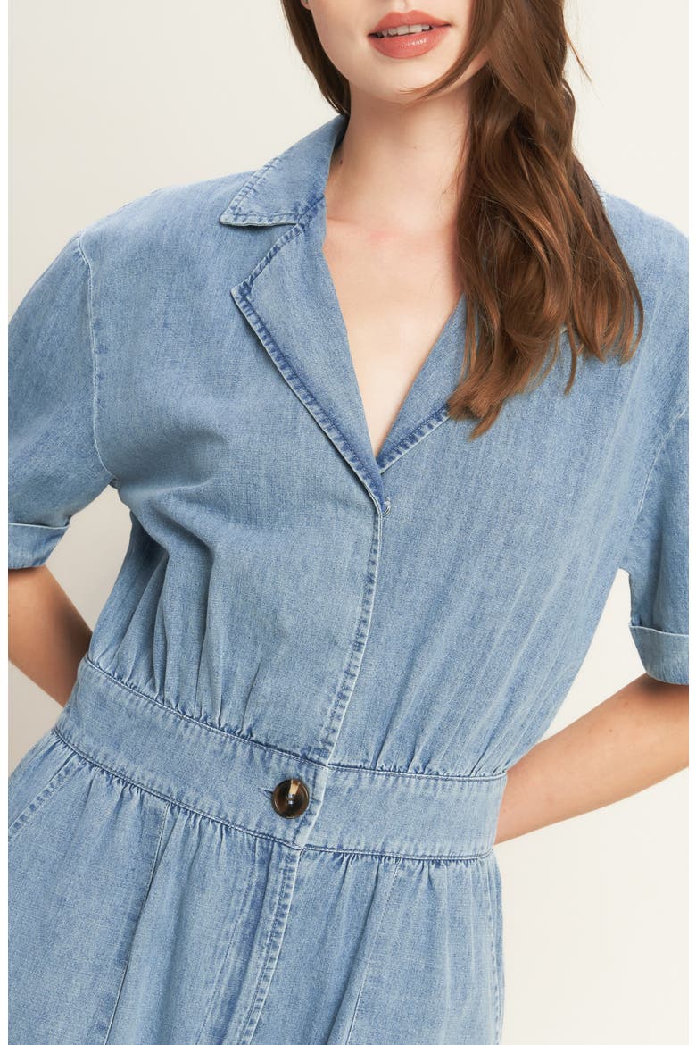 Chambray Wide Leg Jumpsuit, Alternate, color, LIGHT INDIGO