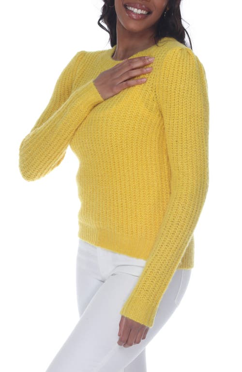 Rain And Rose Rib Crewneck Sweater In Yellow