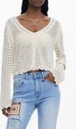 Desigual Open Stitch V-Neck Sweater