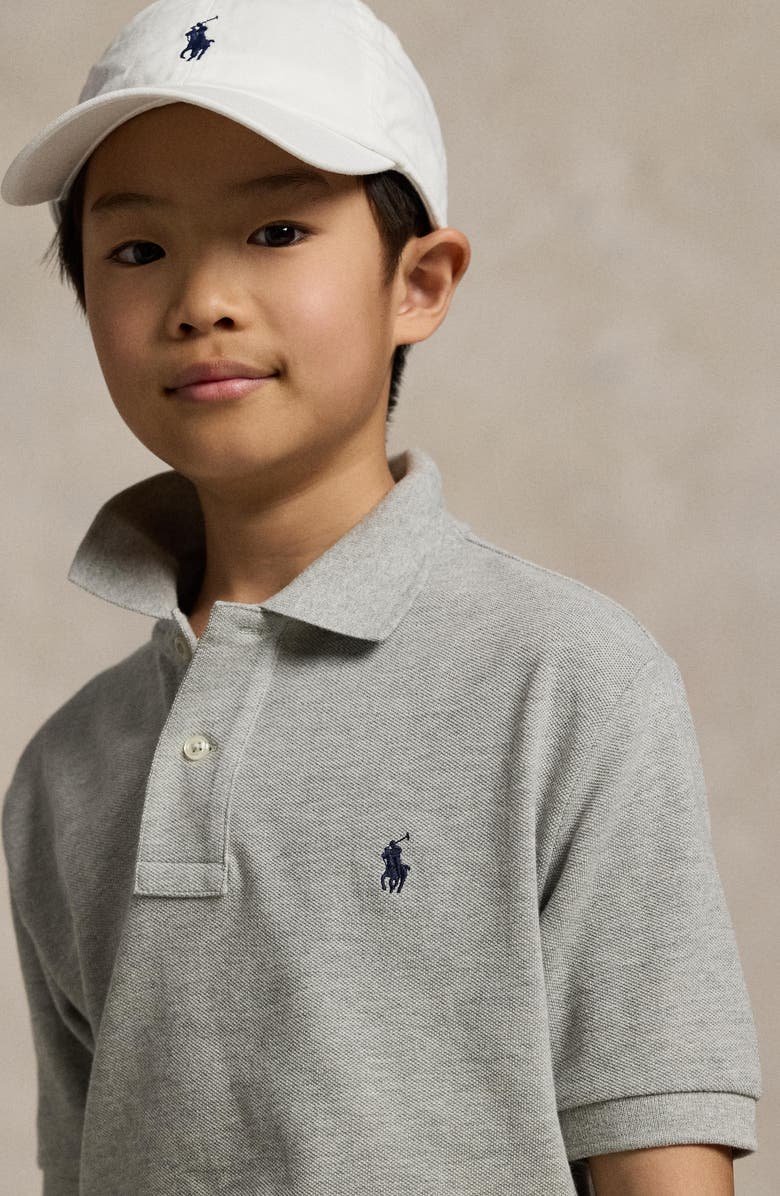 Polo Ralph Lauren Kids' The Iconic Mesh Polo, Alternate, color, Grey Heather