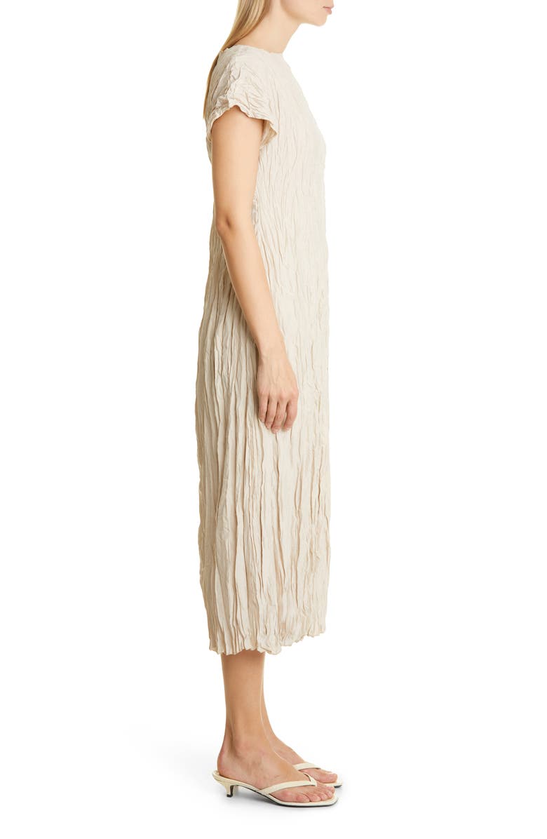 TOTEME Crinkled Cap Sleeve Habutai Silk Midi Dress, Alternate, color,