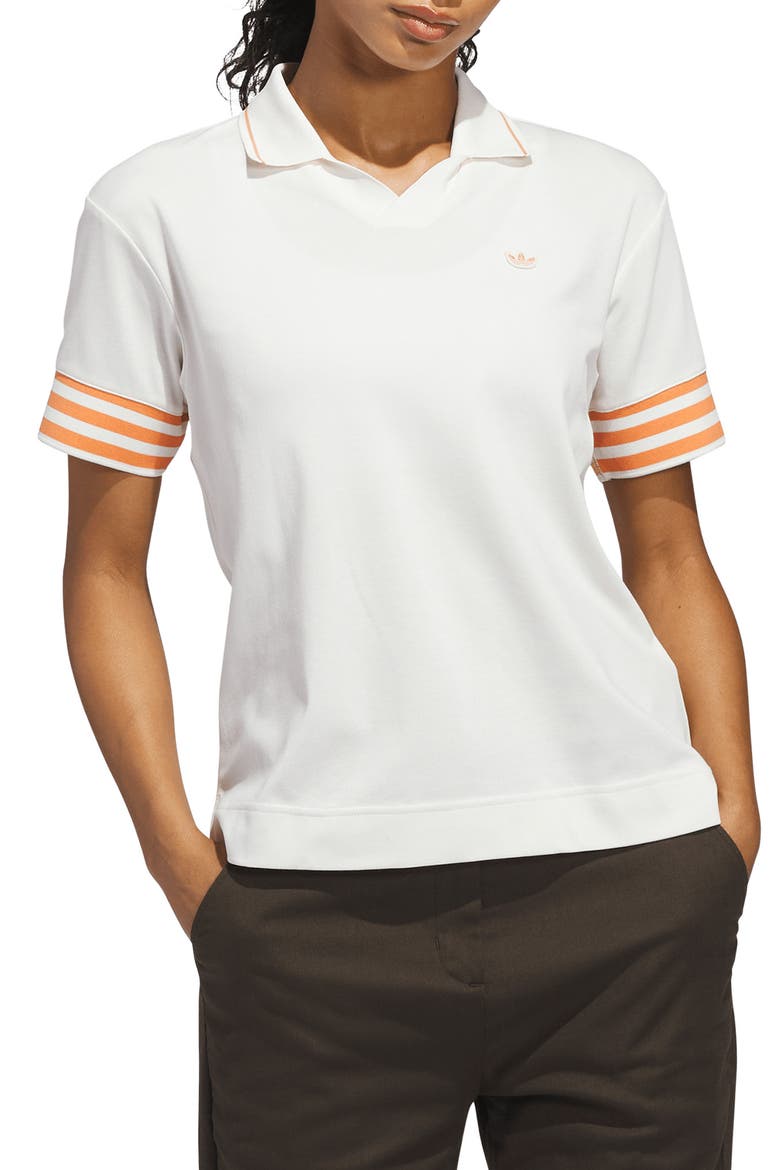 Originals 3-Stripes Polo, Main, color, CHALK WHITE/ DUSKY ORANGE
