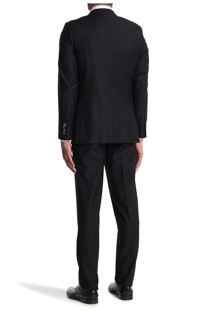 ZANETTI Solid Black Slim Fit Notch Lapel Two-Button Suit, Alternate, color,