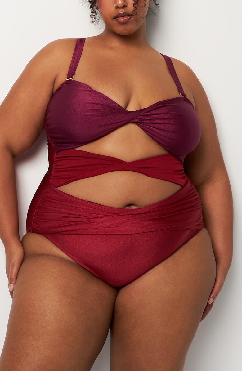 Villa Fresca Mia Twisted Cutout One-Piece Swimsuit, Alternate, color, 