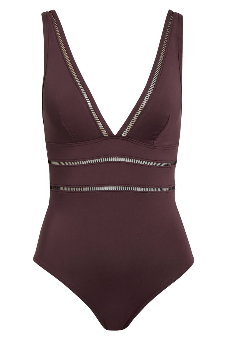 Spliced Plunge One-Piece, Alternate, color, COCOA