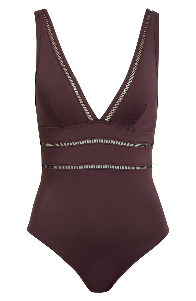 Sea Level Spliced Plunge One-Piece, Alternate, color, Cocoa