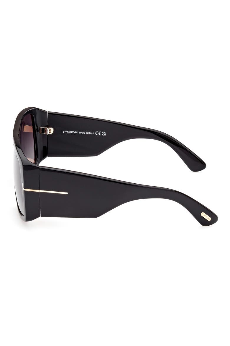 60mm Gradient Square Sunglasses, Alternate, color, SHINY BLACK / GRADIENT SMOKE