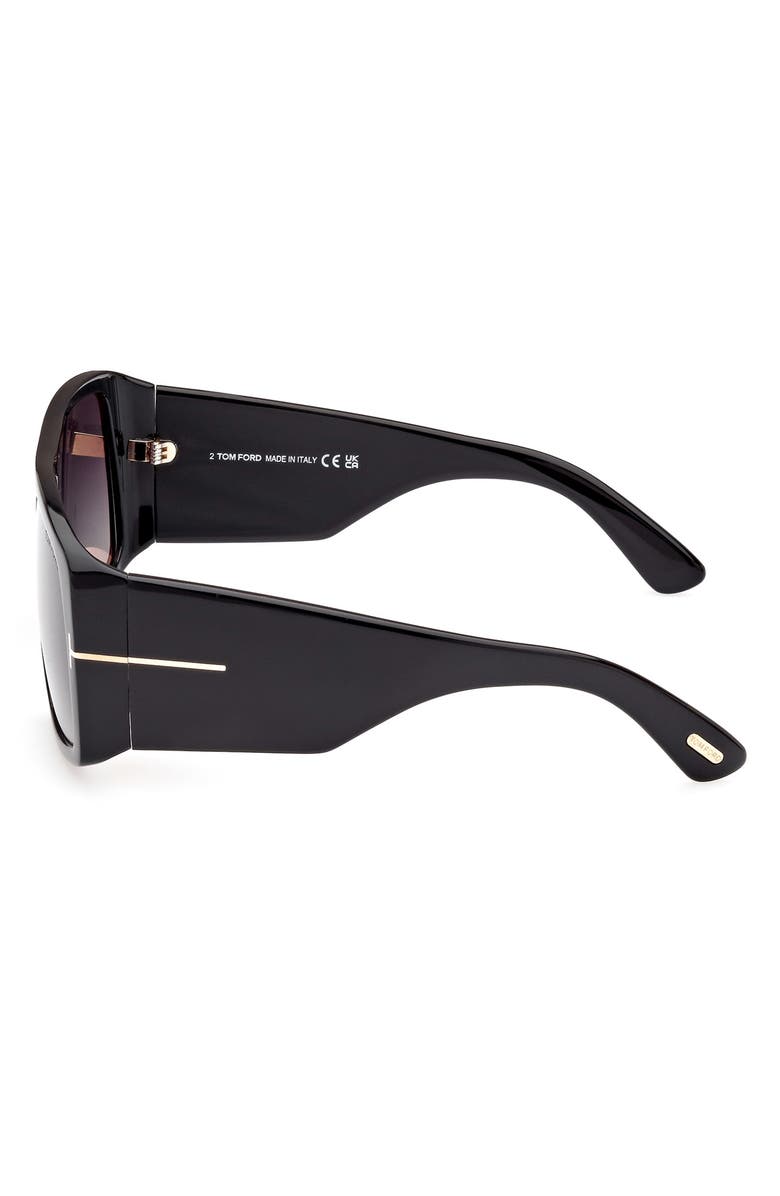 TOM FORD 60mm Gradient Square Sunglasses, Alternate, color, Shiny Black / Gradient Smoke