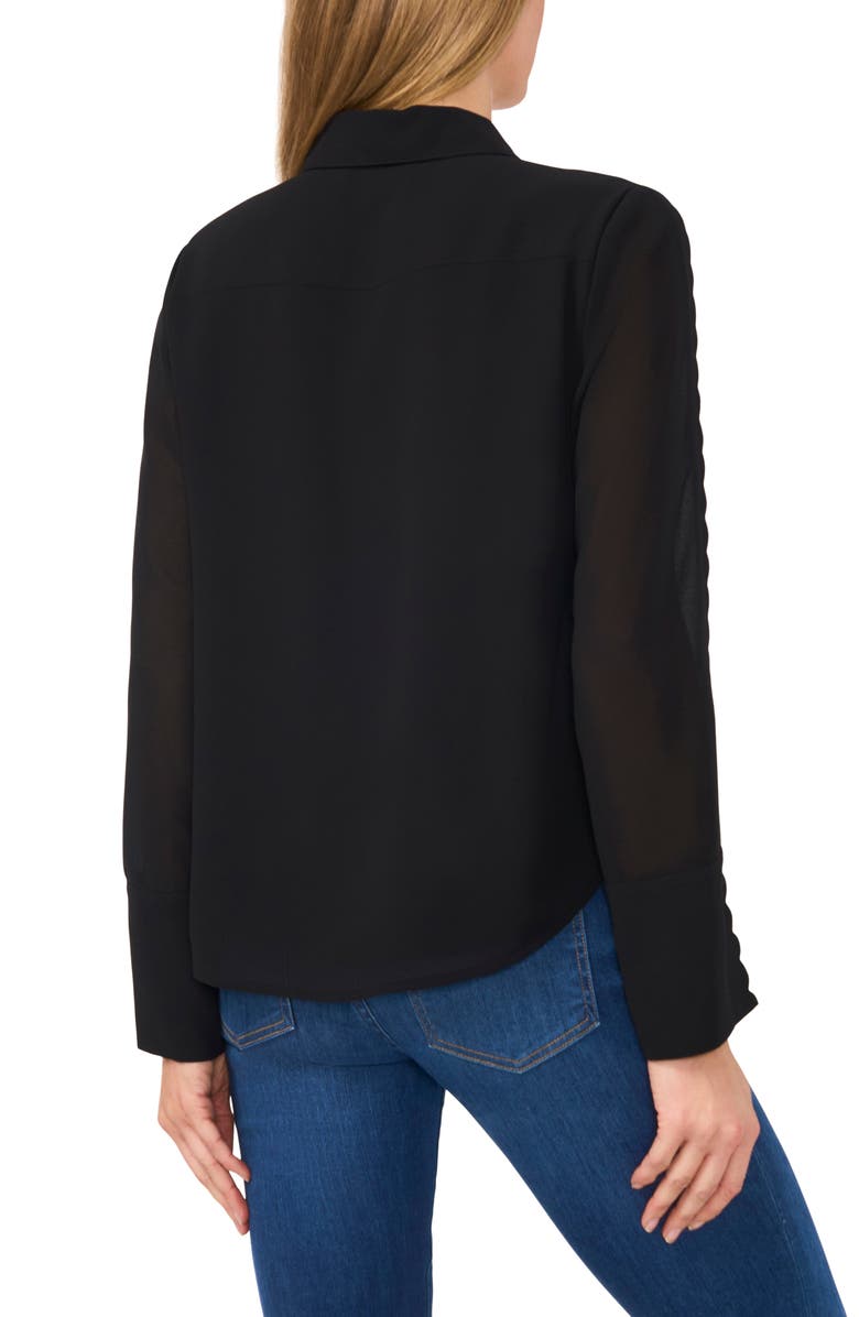 CeCe Scallop Trim Chiffon Shirt, Alternate, color, 