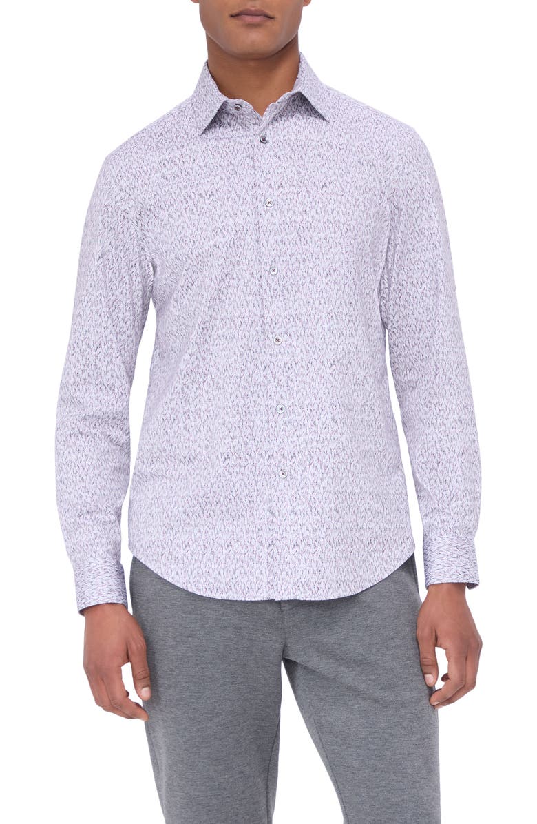 Bugatchi Jimmy OoohCotton<sup>®</sup> Abstract Print Button-Up Shirt, Main, color, Cabernet