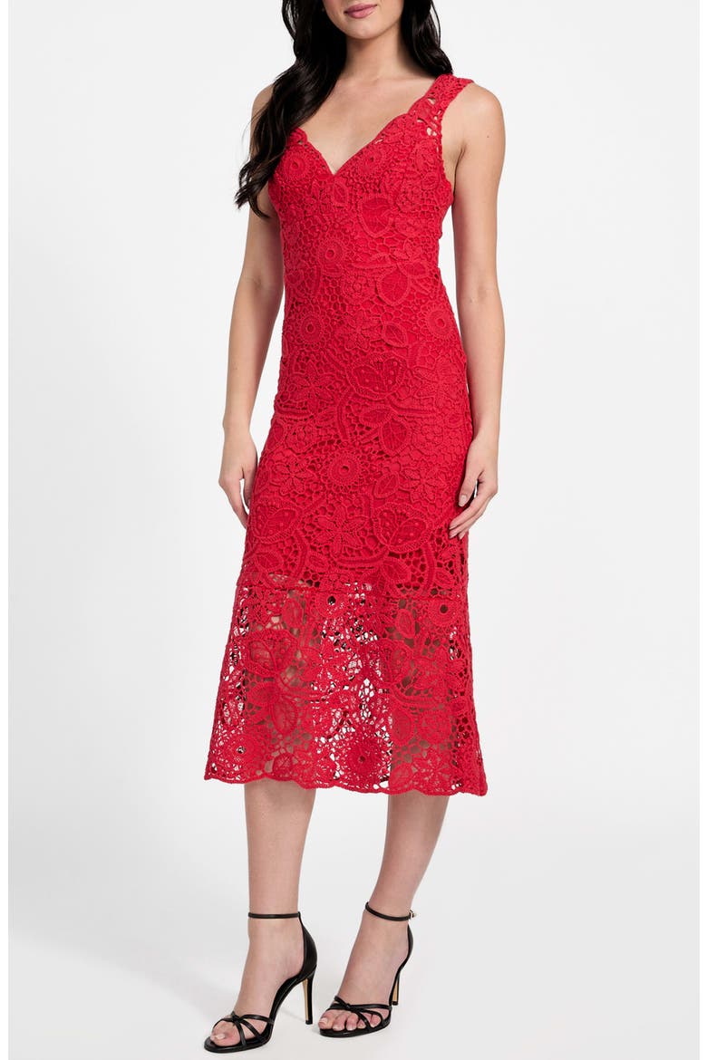 Rosalia Floral Lace Midi Dress, Main, color, SIREN RED MULTI