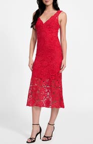 GUESS Rosalia Floral Lace Midi Dress