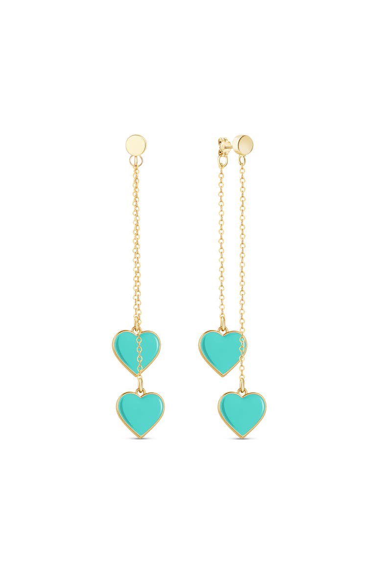 Single Hearted Girl Heart Earrings, Gold Filled, Main, color, Turquoise