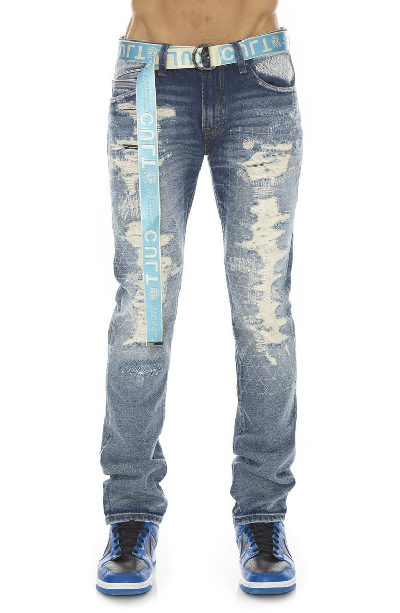 Cult of Individuality Rocker Belted Slim Straight Leg Jeans, Main, color, Maker