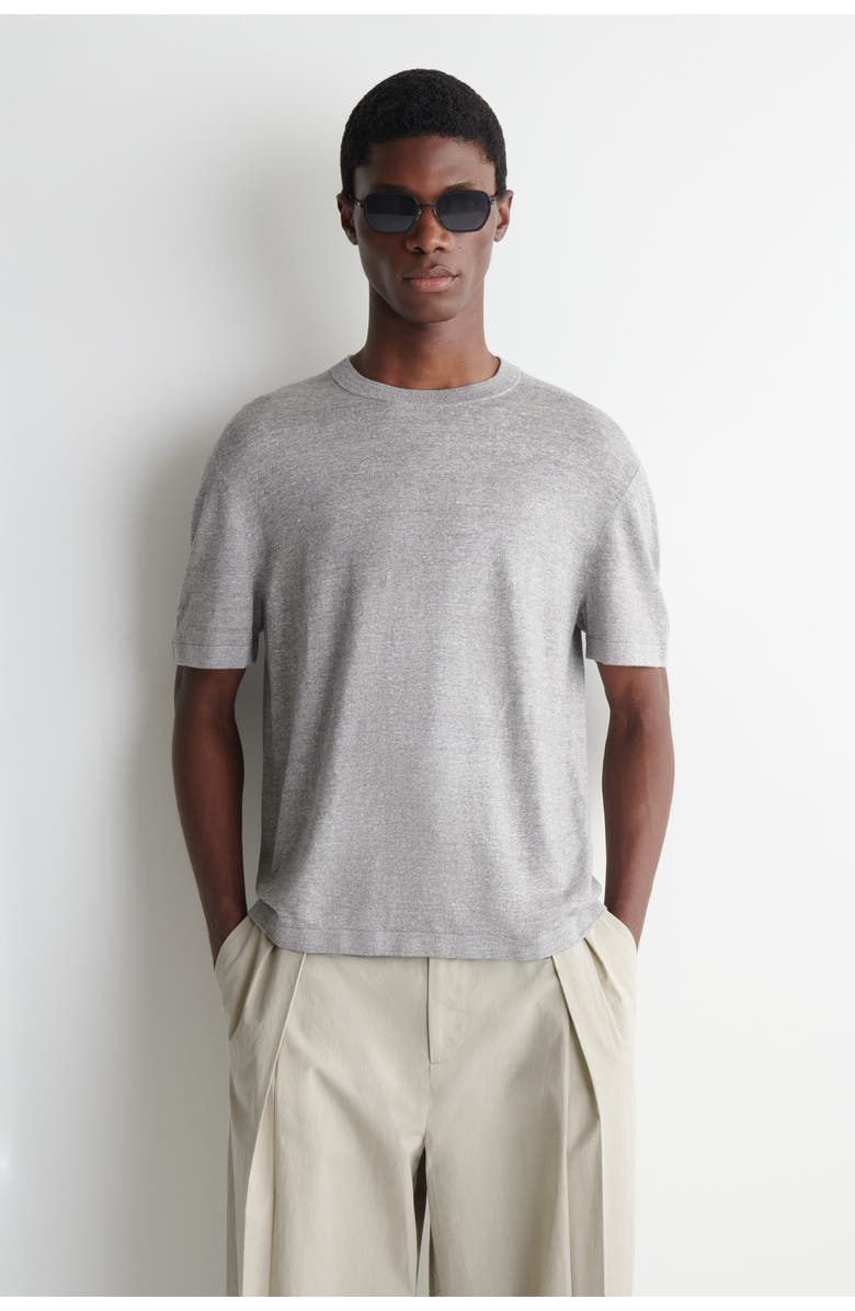 COS Knitted Linen T-shirt, Main, color, Gray Mélange