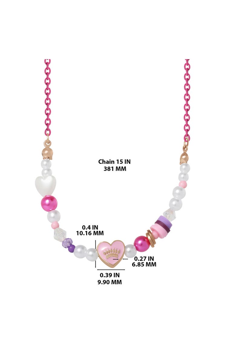 Pastel Beaded Heart Necklace, Alternate, color, gold, pink