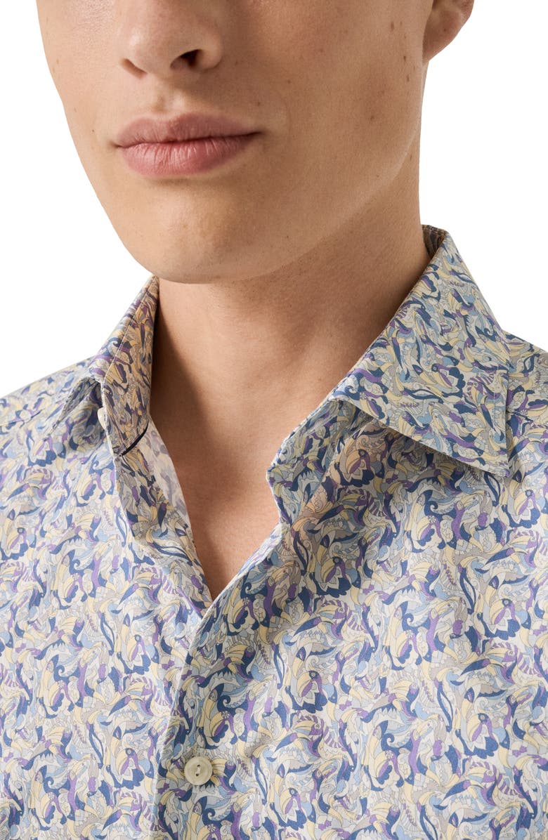 Eton Slim Fit Signature Twill Floral Button-Up Shirt, Alternate, color, Light Purple