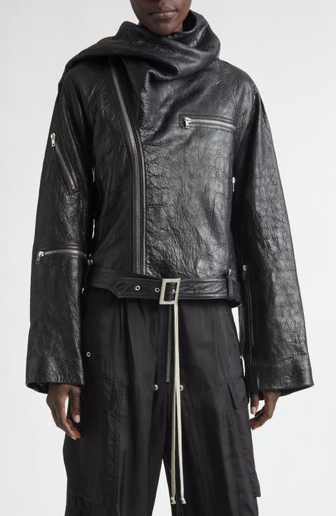 Crop Leather Zip Jacket