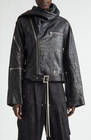 Rick Owens Crop Leather Zip Jacket