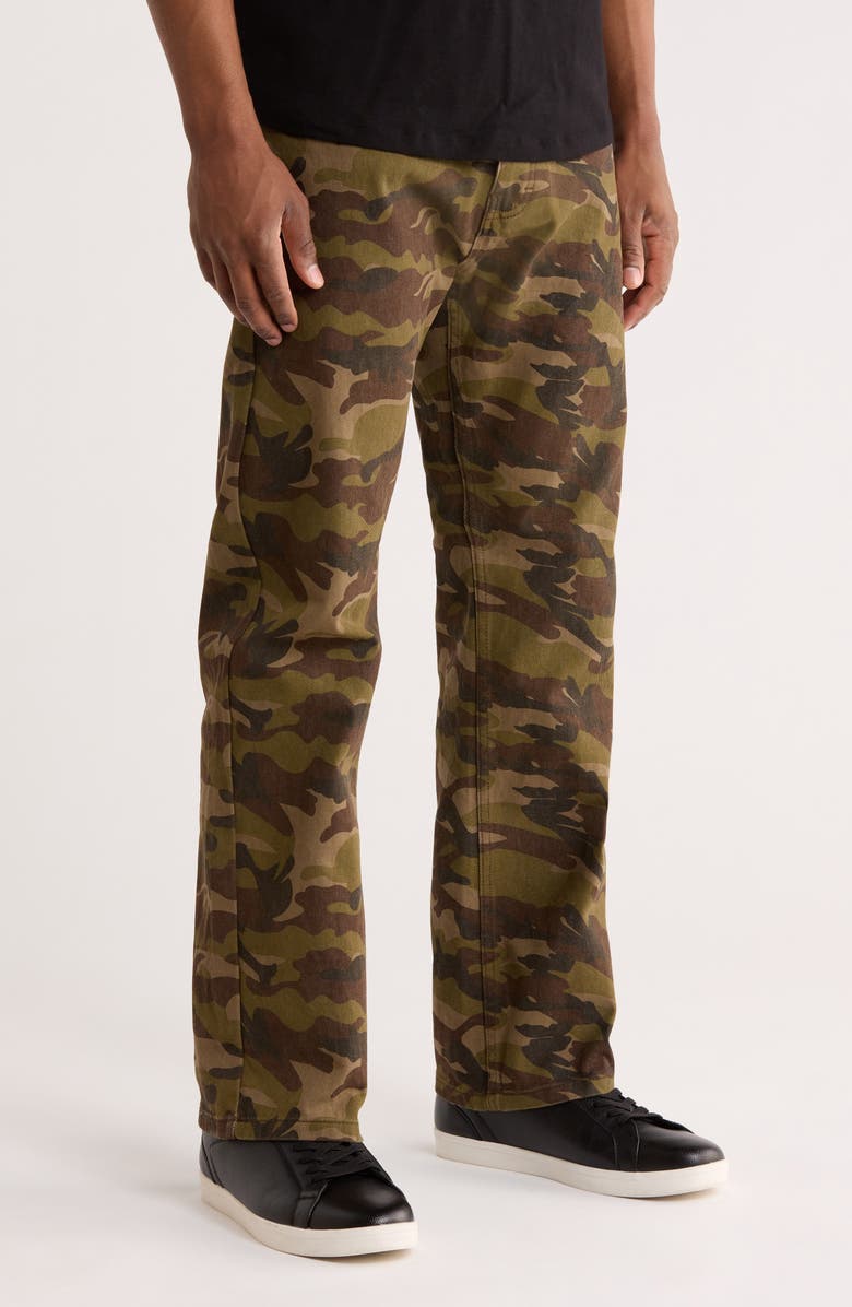 PLEASURES Camo Flare Jeans, Alternate, color, Olive