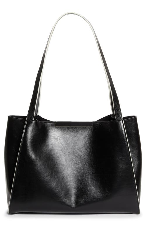 Marni Small East/west Leather Tote In Black