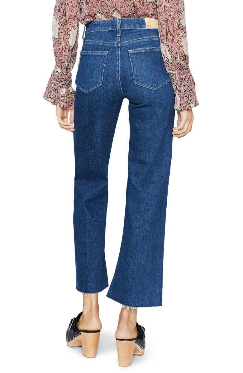 PAIGE Leena High Waist Raw Hem Wide Leg Jeans, Alternate, color,