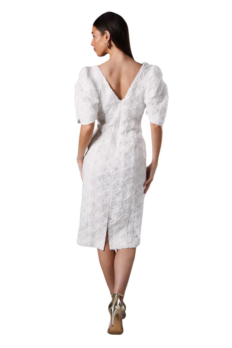 Floral Pleated Sleeve Pencil Dress, Alternate, color, Ivory