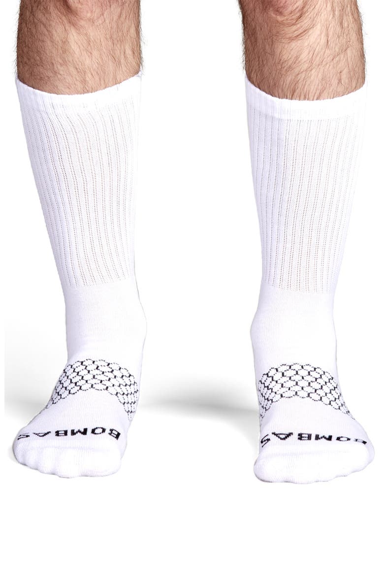 Solid Calf Socks, Alternate, color, WHITE