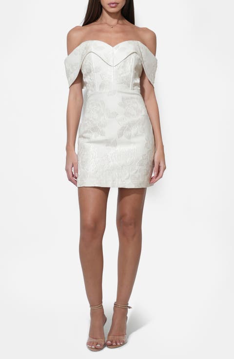 Alice Floral Jacquard Off the Shoulder Minidress