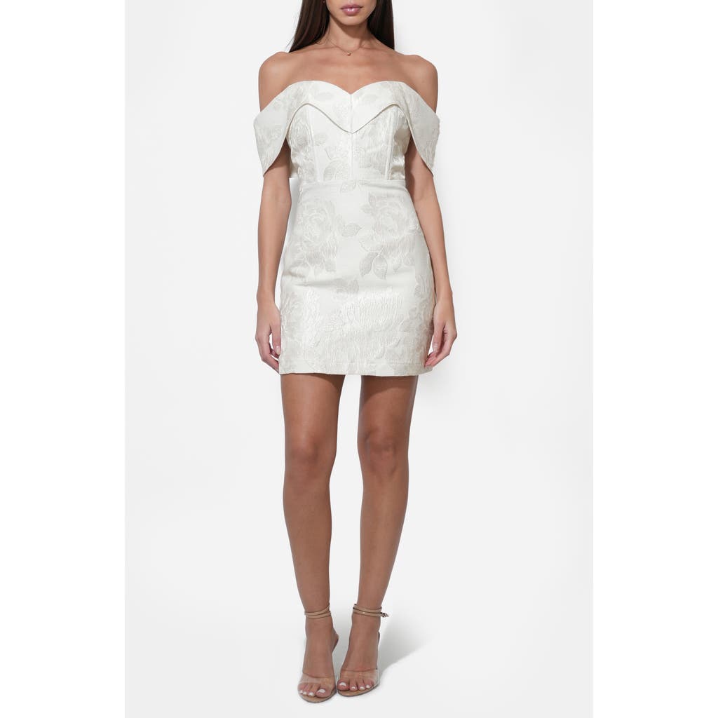 Adelyn Rae Alice Floral Jacquard Off The Shoulder Minidress In White