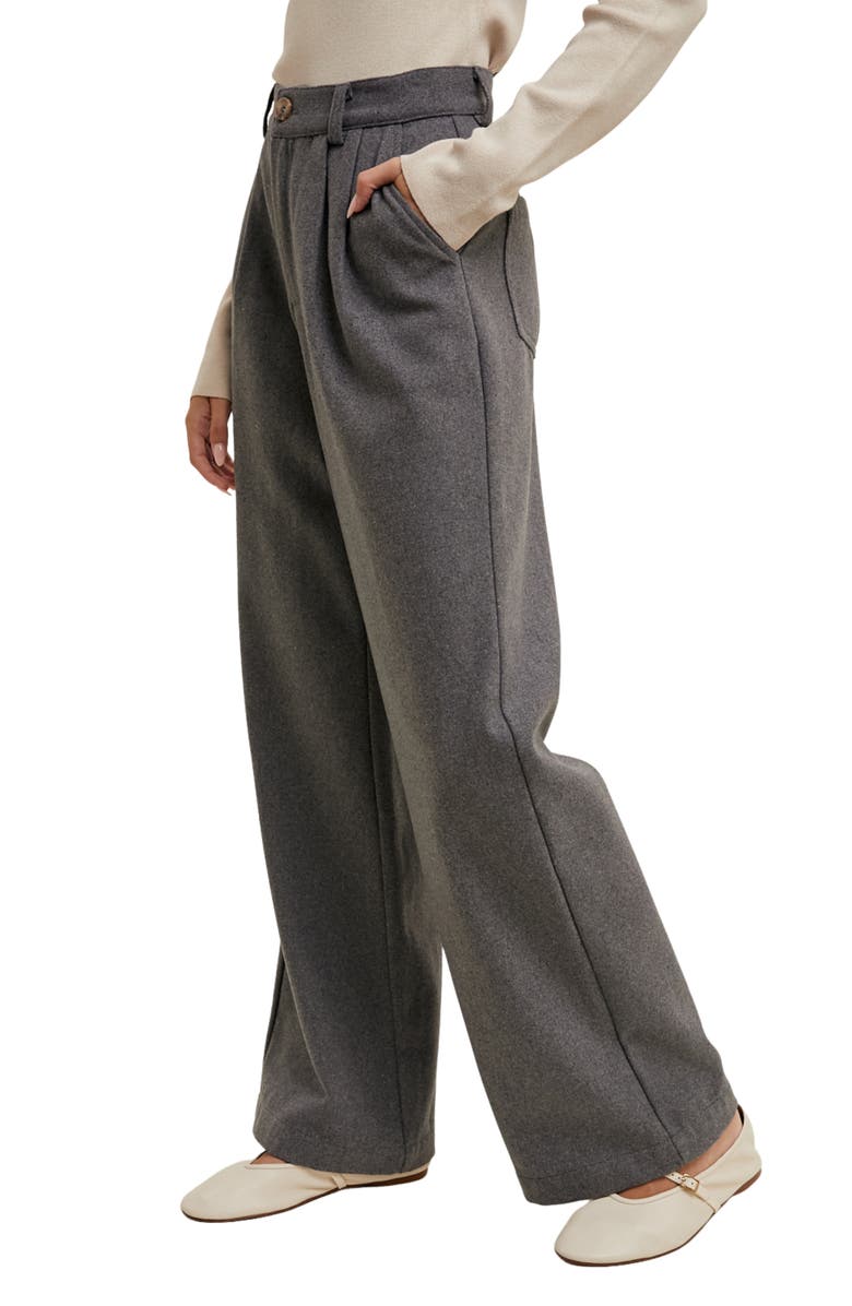 WISHLIST Pleated Wide Leg Trousers, Alternate, color, Charcoal