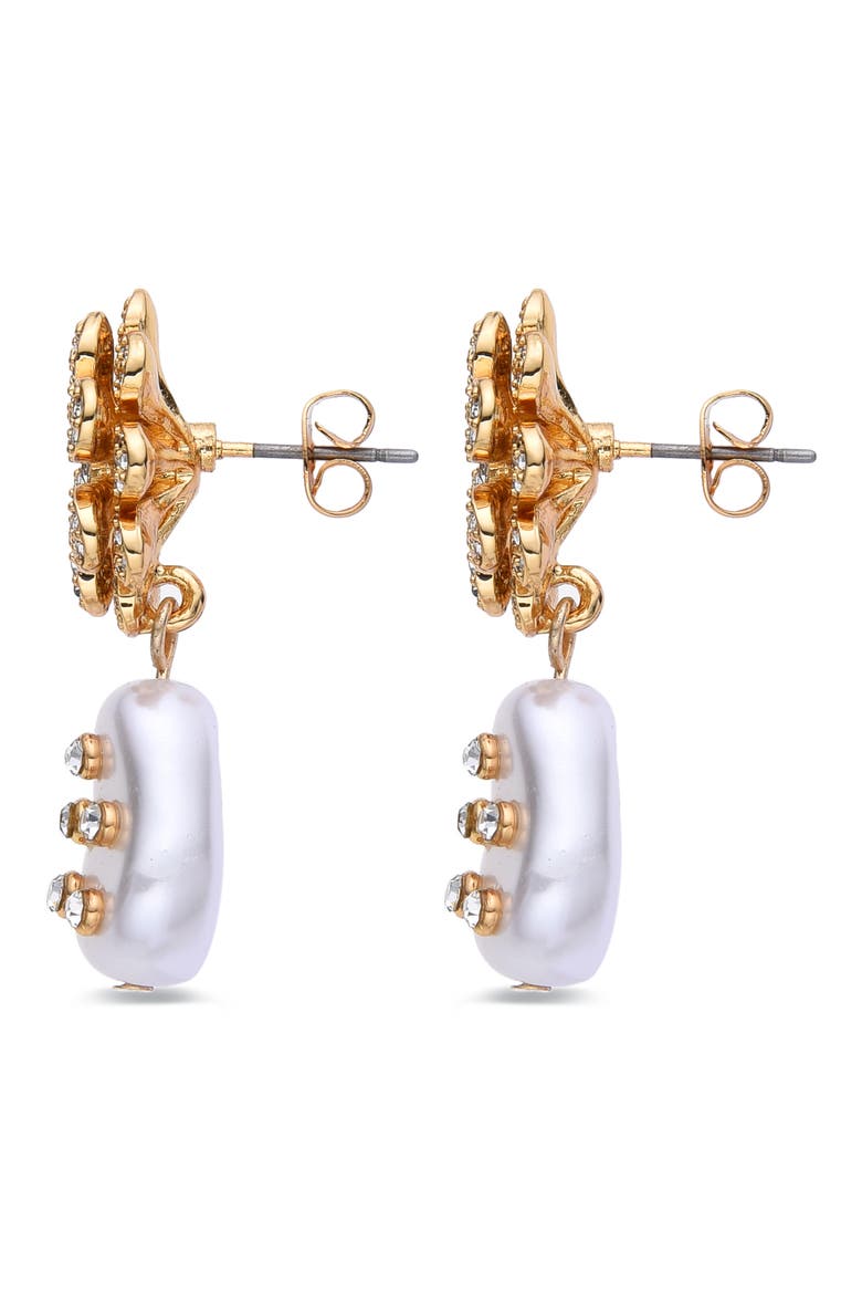 Oceane CZ & Imitation Pearl Drop Earrings, Alternate, color, GOLD