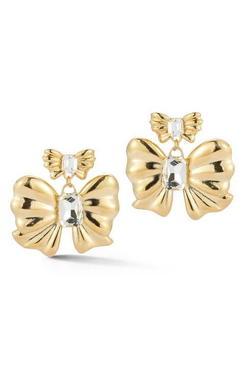 Bow Cubic Zirconia Drop Earrings
