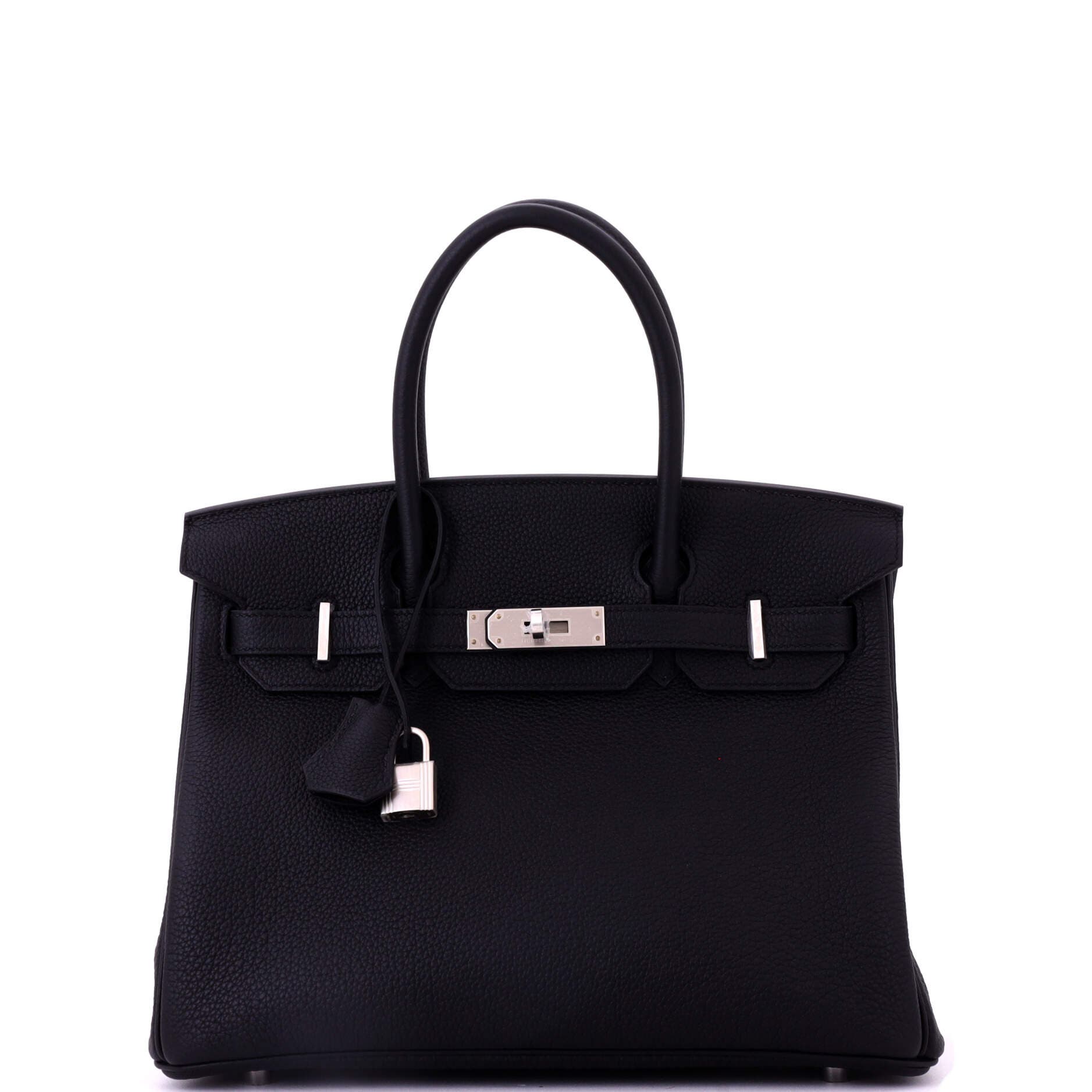 Pre-Owned Hermes Birkin Handbag Black Togo with Brushed Palladium Hardware 30, Main, color, Noir
