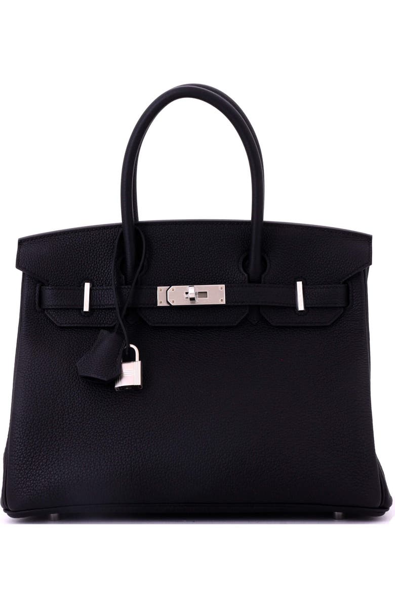 Pre-Owned Hermes Birkin Handbag Black Togo with Brushed Palladium Hardware 30, Main, color, Noir