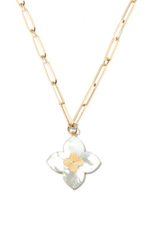 Mother-of-Pearl Quatrefoil Pendant Necklace