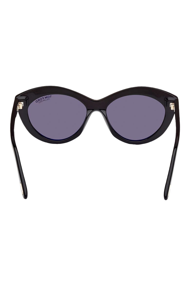 Toni 55mm Polarized Oval Sunglasses, Alternate, color, SHINY BLACK / SMOKE
