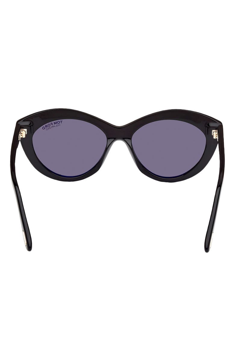 TOM FORD Toni 55mm Polarized Oval Sunglasses, Alternate, color, Shiny Black / Smoke