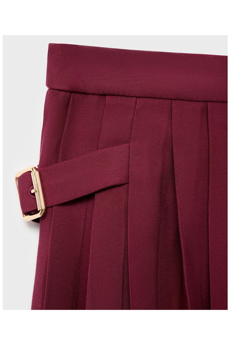 Buckle Pleated Skirt, Alternate, color, MAROON
