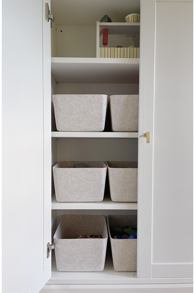 The Sculpted Bin - Wide, Alternate, color, Stone - Set of 3
