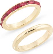 NORDSTROM RACK Set of 2 Baguette Cut Cubic Zirconia Rings
