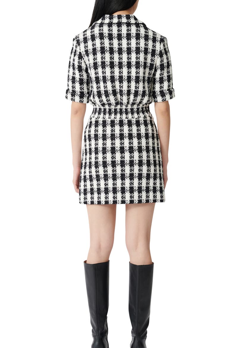 Ricky Cotton Blend Tweed Dress, Alternate, color, BLACK / WHITE