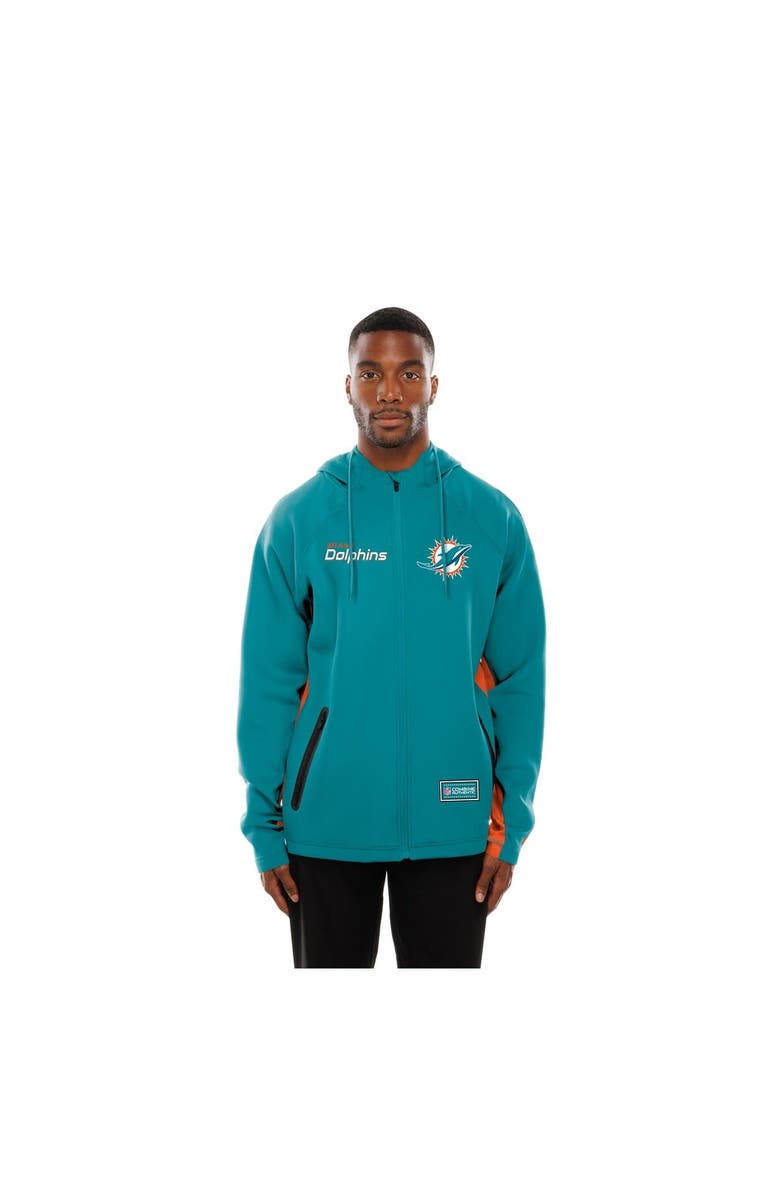 New Era Men's New Era  Aqua Miami Dolphins Combine Authentic Raglan Scuba Full-Zip Hoodie, Alternate, color, Aqua