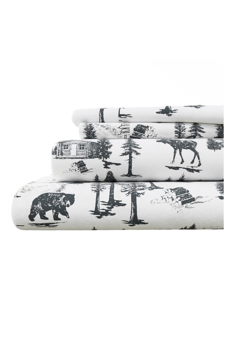 Turkish Cotton Flannel Lodge Sheet Set, Alternate, color, DECEMBER FROST