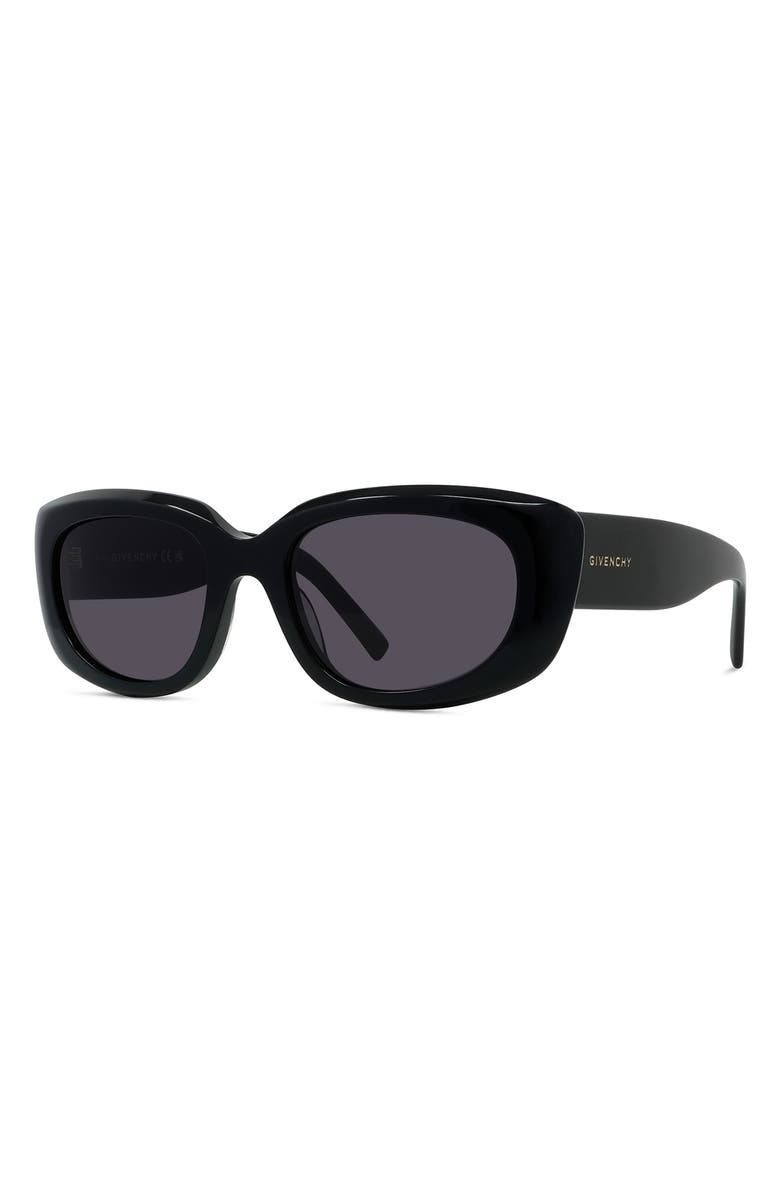 Givenchy GV Day 54mm Geometric Sunglasses, Alternate, color, Shiny Black / Smoke