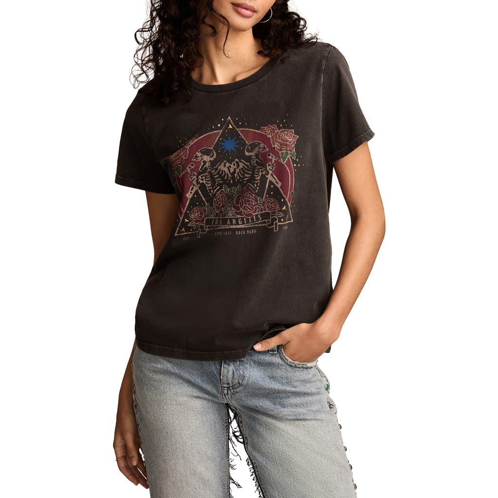 LUCKY BRAND LUCKY BRAND SINGING SKELETONS STUDDED GRAPHIC T-SHIRT