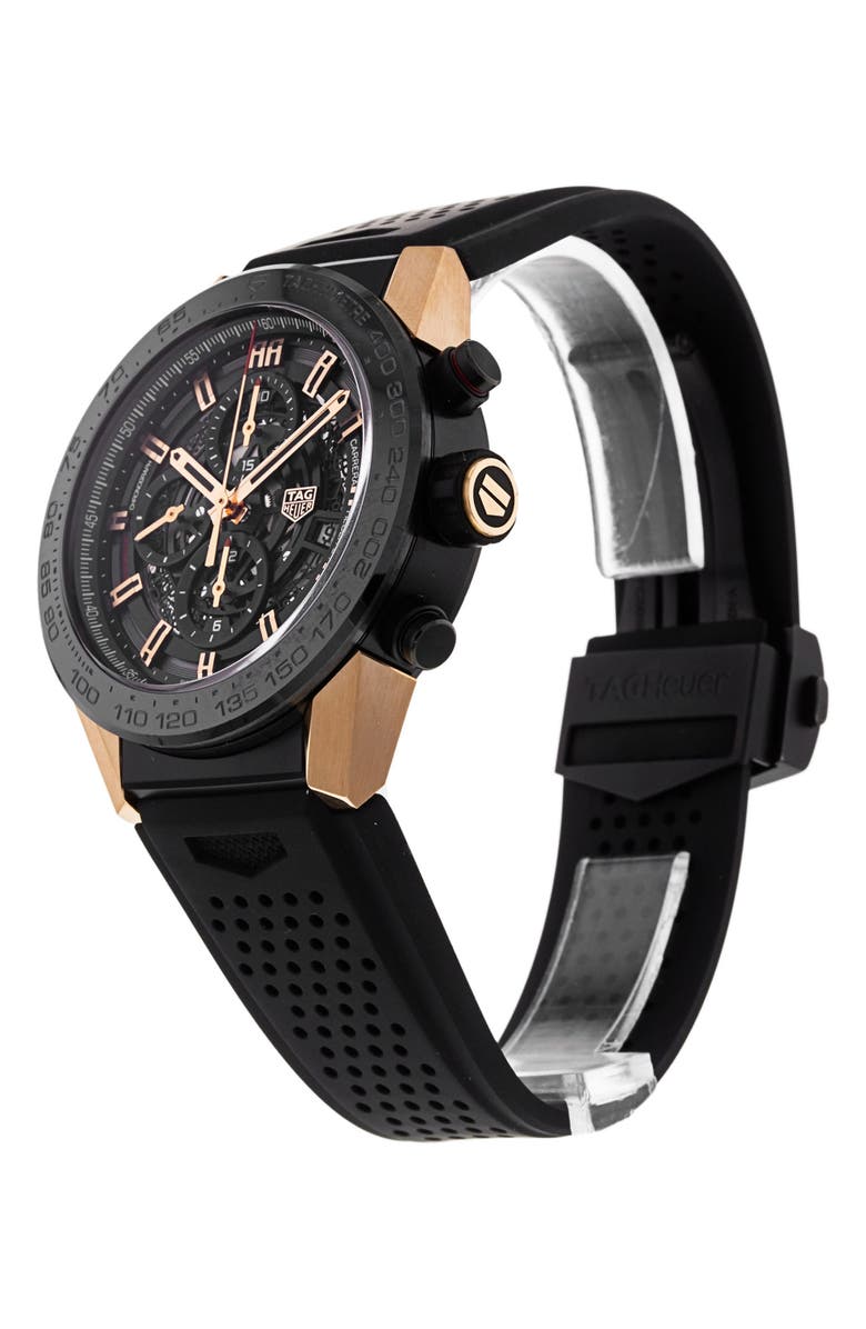 Watchfinder & Co. Tag Heuer Preowned 2021 Carrera CAR2A5A.FT6044 Rubber Strap Watch, 45mm, Alternate, color, Black