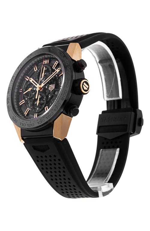 Watchfinder & Co. Tag Heuer  Carrera Chronograph Rubber Strap Watch, 45mm In Black